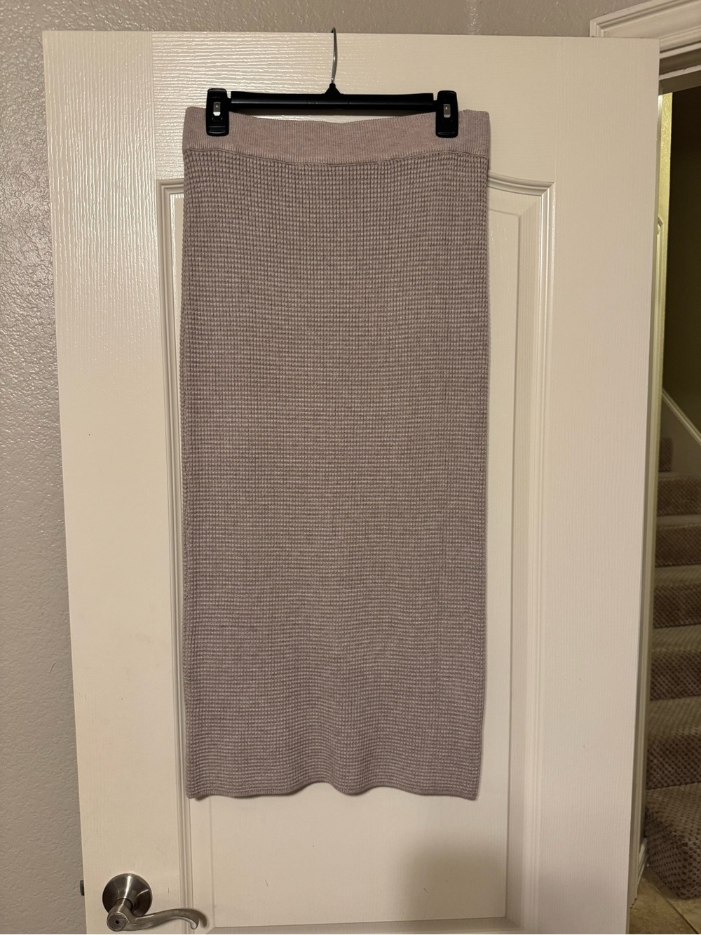 Knit Midi Pencil Skirt - Taupe